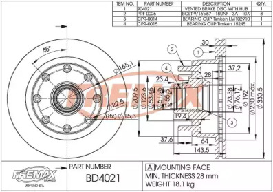 FREMAX bd4021 -  Тормозной диск
