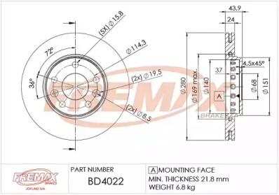 FREMAX bd4022 -  Тормозной диск
