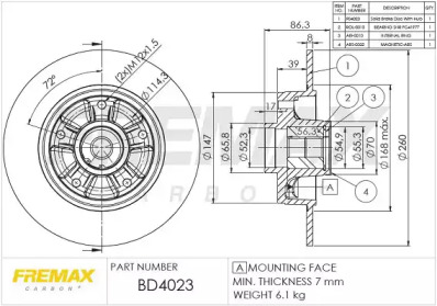 FREMAX bd4023 -  Тормозной диск