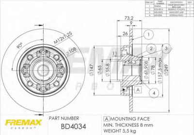 FREMAX bd4034 -  Тормозной диск