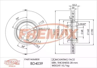FREMAX bd4039 -  Тормозной диск