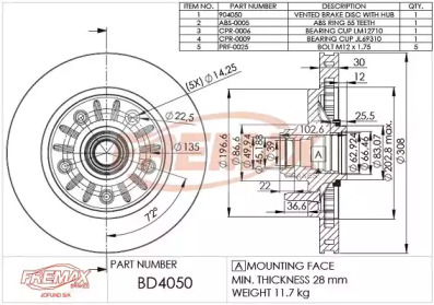 FREMAX bd4050 -  Тормозной диск