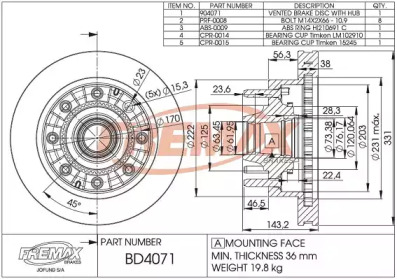 FREMAX bd4071 - Тормозной диск