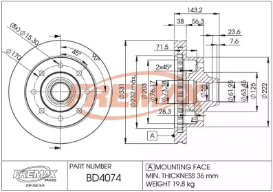 FREMAX bd4074 - Тормозной диск
