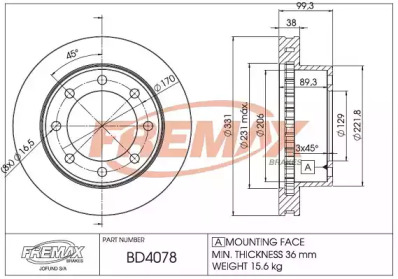 FREMAX bd4078 -  Тормозной диск