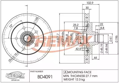 FREMAX bd4091 -  Тормозной диск