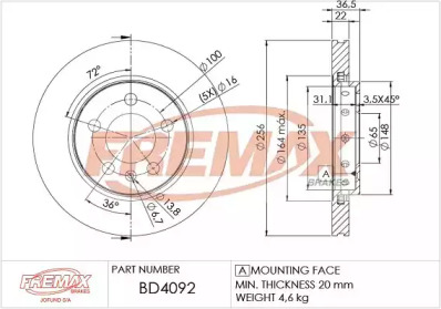 FREMAX bd4092 -  Тормозной диск