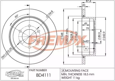 FREMAX bd4111 -  Тормозной диск