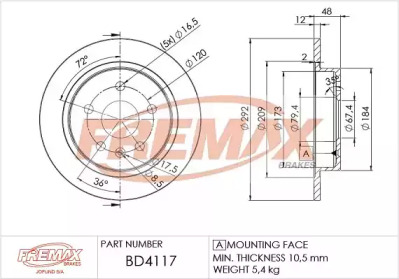 FREMAX bd4117 -  Тормозной диск