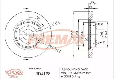FREMAX bd4198 -  Тормозной диск
