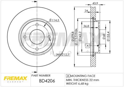 FREMAX bd4206 -  Тормозной диск