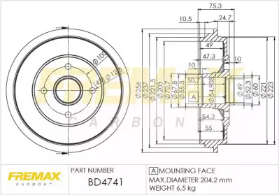FREMAX bd4741 -  Тормозной барабан