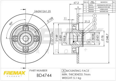 FREMAX bd4744 -  Тормозной диск