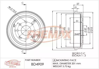 FREMAX bd4909 -  Тормозной барабан
