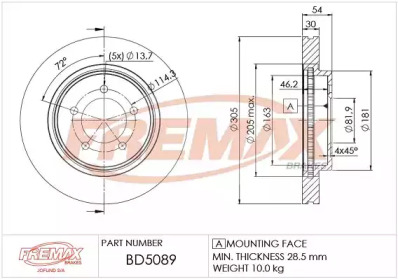 FREMAX bd5089 -  Тормозной диск