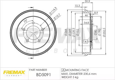 FREMAX bd5091 -  Тормозной барабан