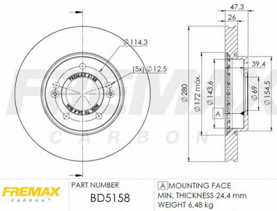 FREMAX bd5158 -  Диск тормозной вентилируемый