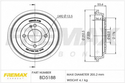 FREMAX bd5188 -  Тормозной барабан