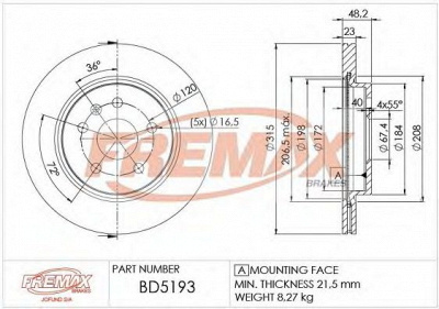 FREMAX bd5193 -  Тормозной диск