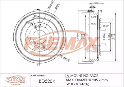 FREMAX bd5204 - Тормозной барабан