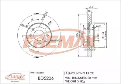 FREMAX bd5206 -  Тормозной диск