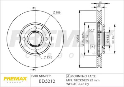 FREMAX bd5212 -  Тормозной диск