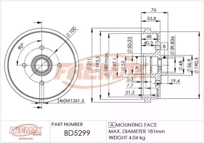 FREMAX bd5299 -  Тормозной барабан
