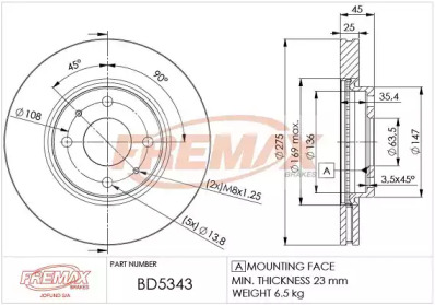 FREMAX bd5343 -  Тормозной диск
