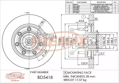 FREMAX bd5418 -  Тормозной диск
