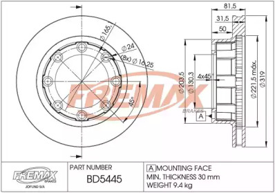 FREMAX bd5445 -  Тормозной диск