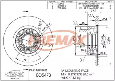 FREMAX bd5473 -  Тормозной диск