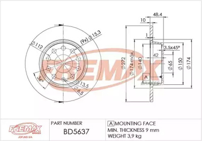 FREMAX bd5637 -  Тормозной диск