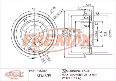 FREMAX bd5639 -  Тормозной барабан