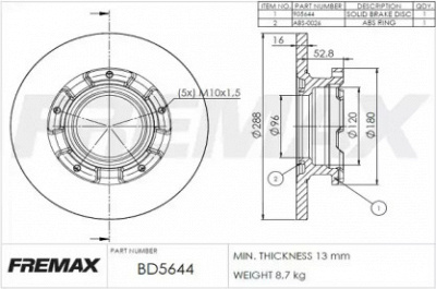 FREMAX bd5644 -  Тормозной диск