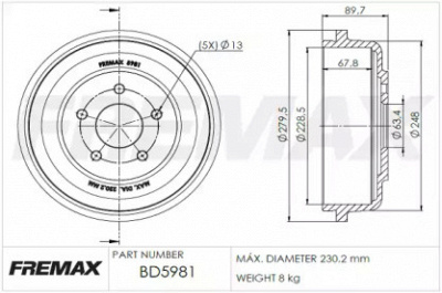 FREMAX bd5981 -  Тормозной барабан