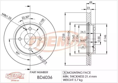 FREMAX bd6036 -  Тормозной диск