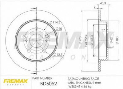 FREMAX bd6052 -  Тормозной диск