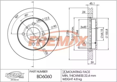 FREMAX bd6060 -  Тормозной диск