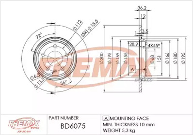 FREMAX bd6075 -  Тормозной диск