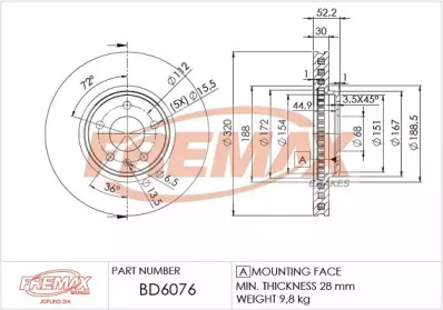 FREMAX bd6076 -  Тормозной диск