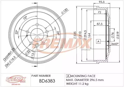 FREMAX bd6383 -  Тормозной барабан