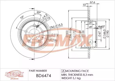 FREMAX bd6474 -  Тормозной диск