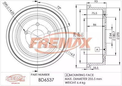 FREMAX bd6537 -  Тормозной барабан