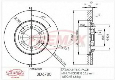 FREMAX bd6780 -  Тормозной диск