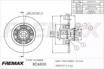 FREMAX bd6850 -  Тормозной диск