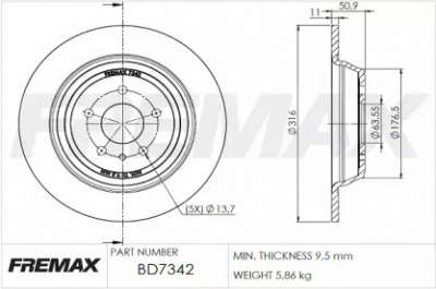 FREMAX bd7342 -  Тормозной диск