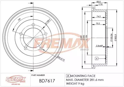 FREMAX bd7617 -  Тормозной барабан