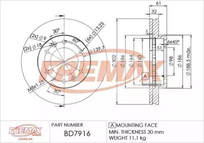 FREMAX bd7916 -  Тормозной диск