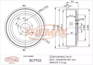 FREMAX bd7933 -  Тормозной барабан