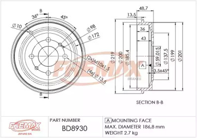 FREMAX bd8930 -  Тормозной барабан